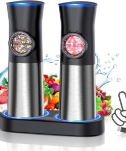 Gravity Electric Salt and Pepper Grinder Set - USB Rechargeable